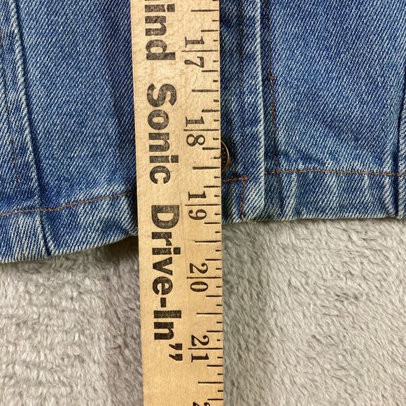 Vintage Jean Denim Vest Jacket Women 13/14 Blue Fake Pockets Sleeveless USA - Picture 9 of 14